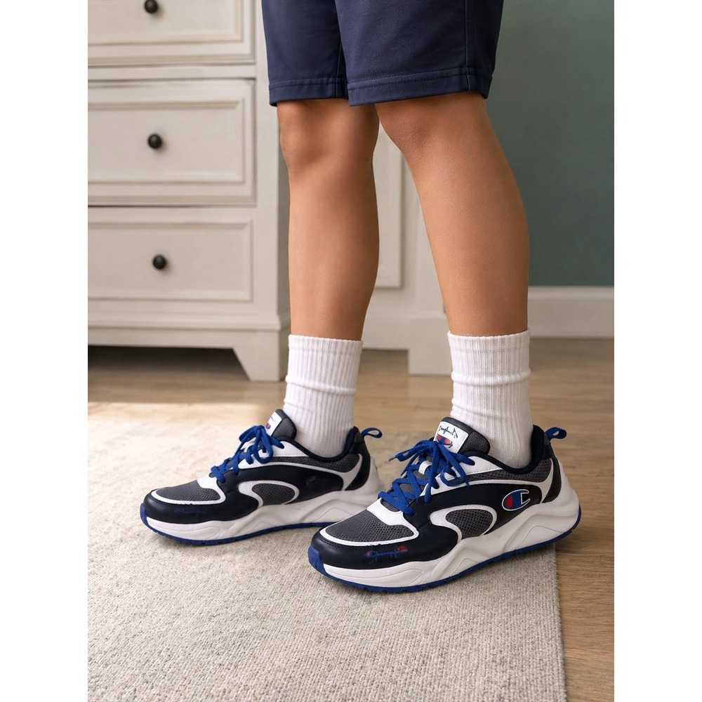 Champion Men's Sneakers Size 10 M Black Gray White Blue Leather Athletic Shoes